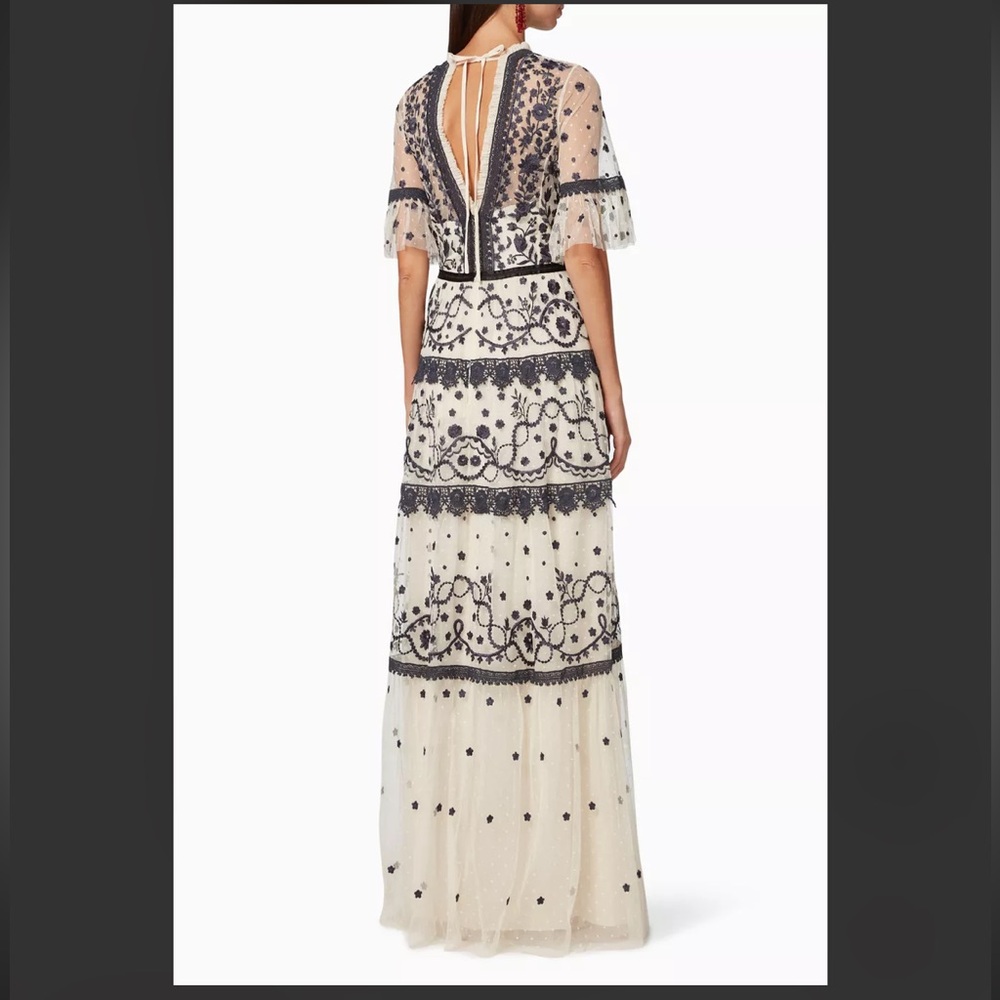 Needle & Thread Black and Cream Floral Maxi Dress - Picture 2 of 12